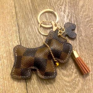 New Designer Inspired Puppy Dog Keychain Bag Charm Tassel